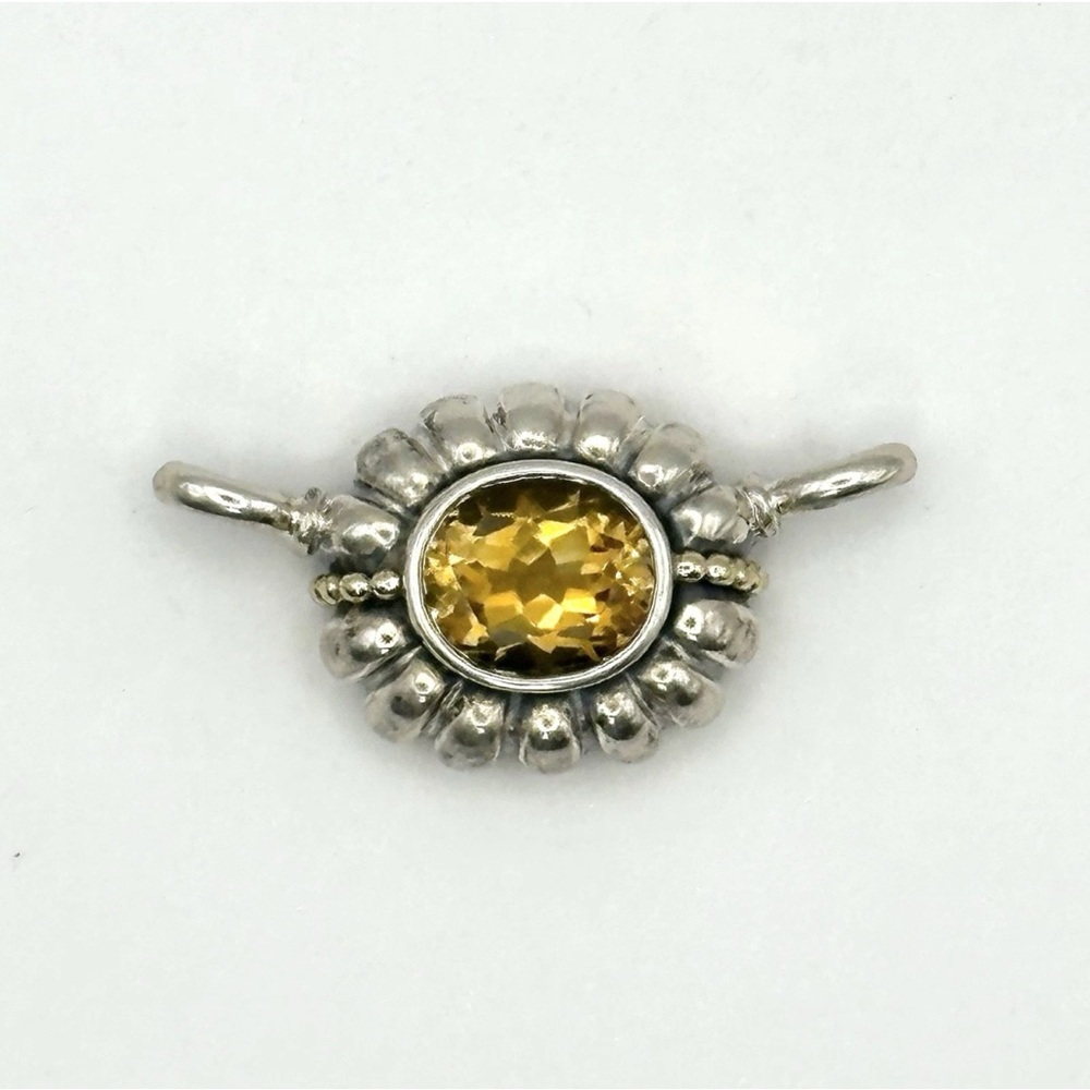 Lagos Caviar Golden Citrine Two Tone Silver & Gold Enhancer Pendant